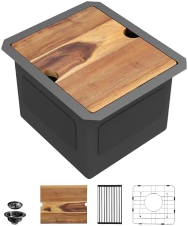 13"x15" Undermount Black Bar Prep Sink Workstation by FULORNI