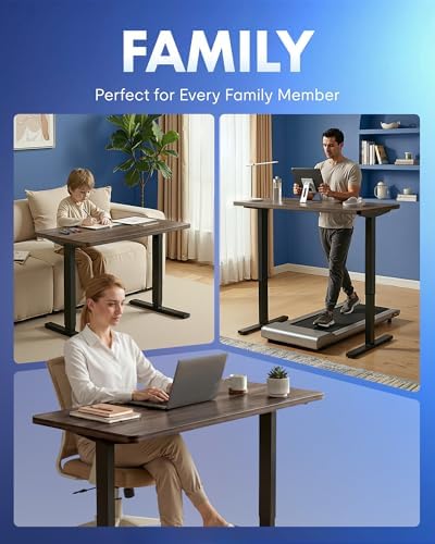 FLEXISPOT EN1 One-Piece Standing Desk, Electric Adjustable with 4 Memory Presets, 176 LBS Capacity, Stable & Quiet, Seamless Desktop for Home Office & Dual Monitors, 48"x24" Black Walnut - Image 6