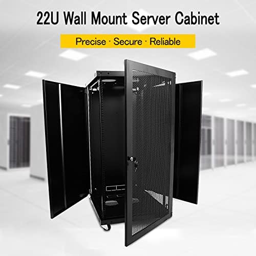 22U Wall Mount Network WiFi Server Cabinet Rack Enclosure Ventilated Door Lock 22.75inch Depth - Image 2