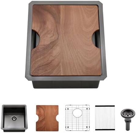 Black Undermount Bar Sink, 12 x 15 Inch by BoomHoze