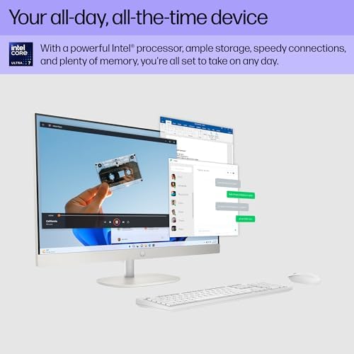 HP 27 inch All-in-One Touchscreen Desktop Computer, Intel 12-Core Ultra 7 155U, 64 GB DDR5 RAM, 1 TB SSD, Wireless KB & Mouse, Adjustable Height, HD Webcam, Windows 11 Pro - Image 7