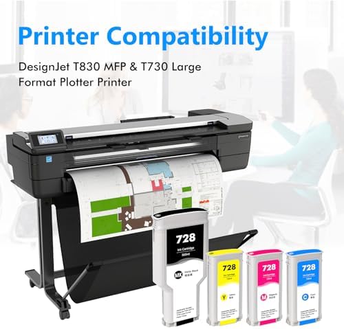 728 Ink Cartridge Replacement for DesignJet T830 MFP DesignJet T730 Large Format Plotter Printers 130ML 4 Pack - Image 2