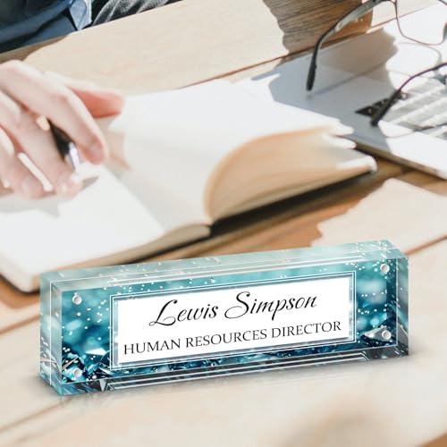 Desk Name Plate Personalized, Desk Double sided pattern Name Plate Personalized Office Desk Decor for Women and Men , Teacher Nurse Boss Employee Appreciation Gifts (Green diamonds, fixed pattern) - Image 6