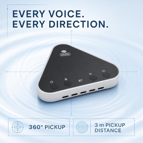 Bluetooth Conference Speaker and Microphone, Bluetooth Speakerphone for Small Meeting Room，Wireless Conference Speaker 360°Voice Pick up with Noise Cancellation Mics for Computer/Laptop - Image 2