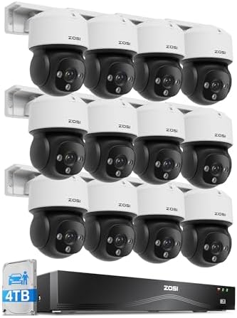 ZOSI C290 16CH 4K PoE Camera System, 12x 8MP Pan Tilt Audio Camera, 4TB HDD by ZOSI