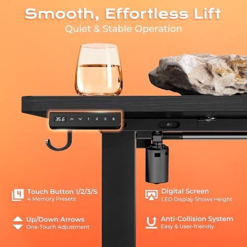 PRAISUN 55.1'' L Standing Desk with Outlets, Cabinet with Shelves, Drawers - Image 7