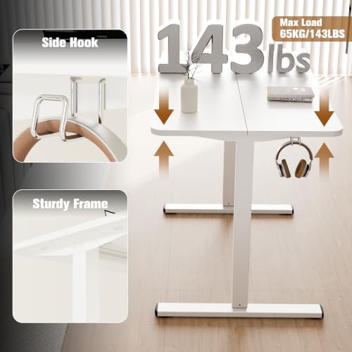 43"x24" Standing Desk,Height Adjustable Sit-Stand Desk Home Office, White - Image 4