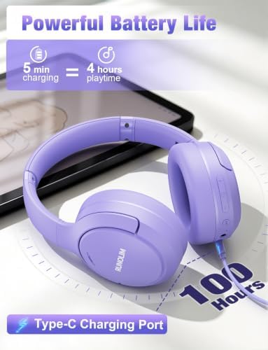 RUNOLIM Active Noise Cancelling Headphones, Wireless Bluetooth Over Ear - Image 3