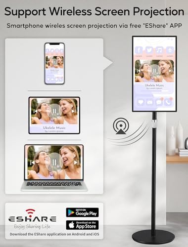 15.6" Digital Signage with 10000mAh Battery, Capacitive Touchscreen Advertising Display, Adjustable Stand, Android 11 Commercial LCD Monitor with Auto Play, Wireless Screen Mirroring, 8+128GB, Black - Image 6