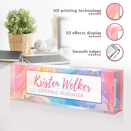 Custom Office Name Plate for Desk - Desk Name Plate Personalized Gifts for Coworkers, Boss, Employees, Teacher, Nurse - Office Desk Decor for Women Men - Employee Appreciation Gifts (Pink/Blue) - Image 5