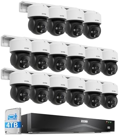 ZOSI C290 16CH 4K PoE Camera System, 16x 8MP Pan Tilt Audio Camera, 4TB HDD by ZOSI