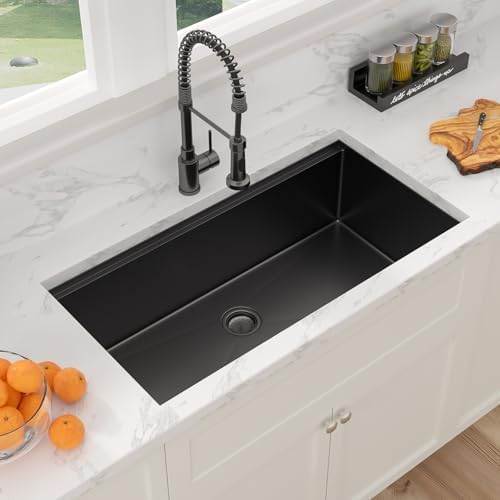 Sarlai 36 Black Undermount Kitchen Sink 36"x19" Workstation Kitchen Sinks - Image 3