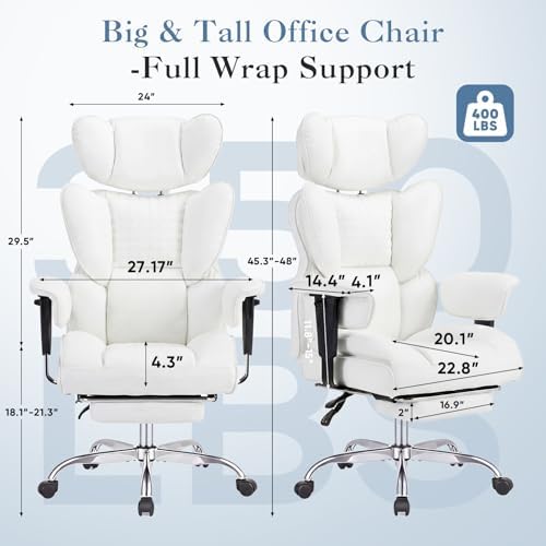 DUMOS Big and Tall Home Office Desk Chair, Executive Chair with Footrest - Image 3