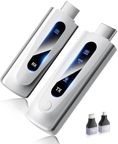 Wireless HDMI Transmitter and Receiver 400FT/120M, 4K Decode 1080P@60Hz Ultra HD Video Output, LED Display, Plug&Play 5G+2.4G for Audio to Monitor from PC/Projector/TV Box (Silver) by WirelessHDMI