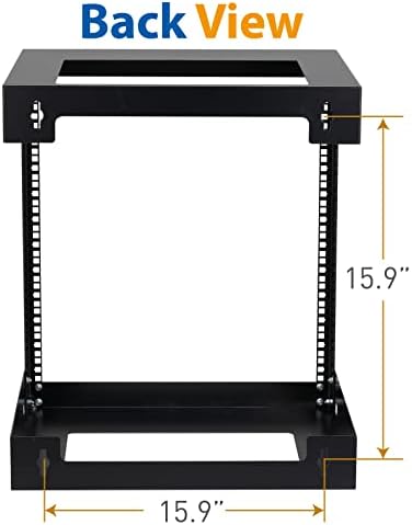 12U Wall Mount Rack Open Frame 19 Inch Server Equipment 2 Post Network Cabinet 18 inches Depth Black by Tedgetal - Image 4