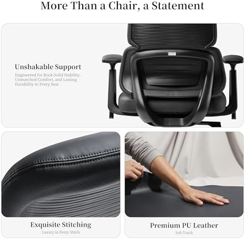 EUREKA ERGONOMIC Remi High Back Office Chair, PU Leather Office Chair with Wheels, Leather Desk Chair, Executive Office Chair Comfy for Home & Office, Black (Pack of 5) - Image 5