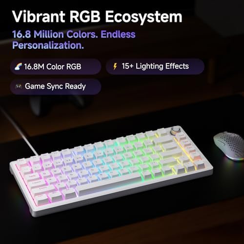 DIERYA DK81E 75% Mechanical Gaming Keyboard, Hot-Swappable, Wired, White - Image 5