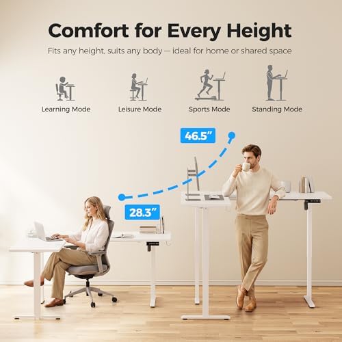 Agilestic L Shaped Standing Desk 63 inch Adjustable Height, Electric Corner Standing Desk, Sit Stand Computer Table with Splice Board, White - Image 4