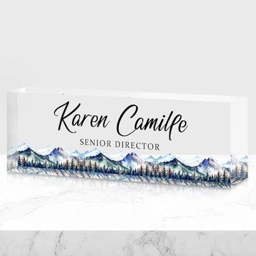 Custom Office Name Plate for Desk - Name Plate Personalized Gifts for Coworkers, Boss, Teacher, Social Worker - Acrylic Office Desk Decor for Women Men - Employee Appreciation Gifts (blue grey) by EveryBaositycraftsgiftisone-of-a-kind%E2%80%94exclusivelycraftedforyou