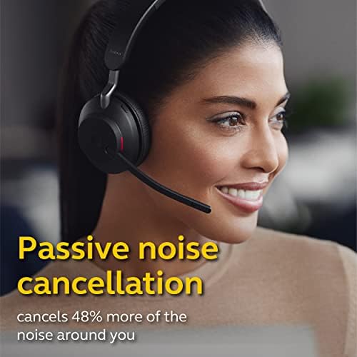 Jabra Evolve2 65 UC Wireless Headphones with Link380c, Stereo, Black – Wireless Bluetooth Headset for Calls and Music, 37 Hours of Battery Life, Passive Noise Cancelling Headphones - Image 3
