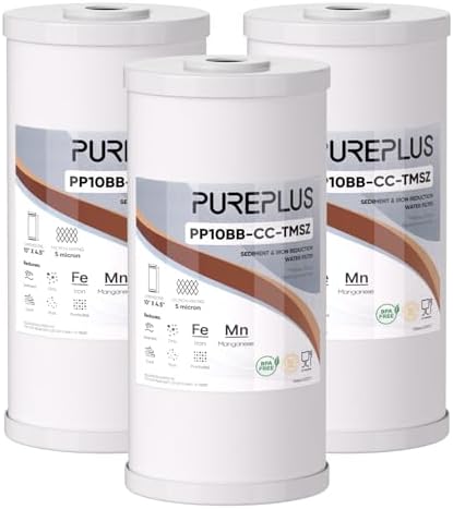 PUREPLUS 10" x 4.5" Whole House Iron Reducing Sediment Water Filter,3PACK by PUREPLUS