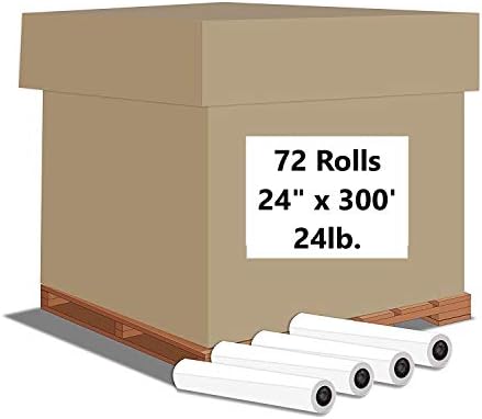 Alliance Wide Format Paper 24" x 300' CAD Bond Rolls (24lb | 72 Rolls, 24 In x 300 Ft | 2" Core) by Alliance
