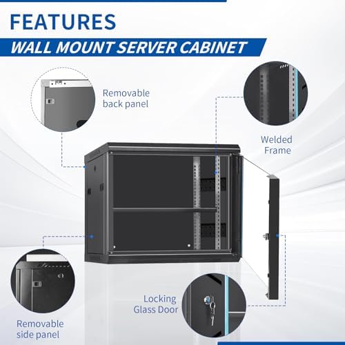 6U Wall Mount IT Network Rack Cabinet - SPCC Cold-Rolled Steel with Vents for Heat Dissipation, Easy Assembly and Cable Routing 15 in Depth for AV and Network Equipment - Image 5