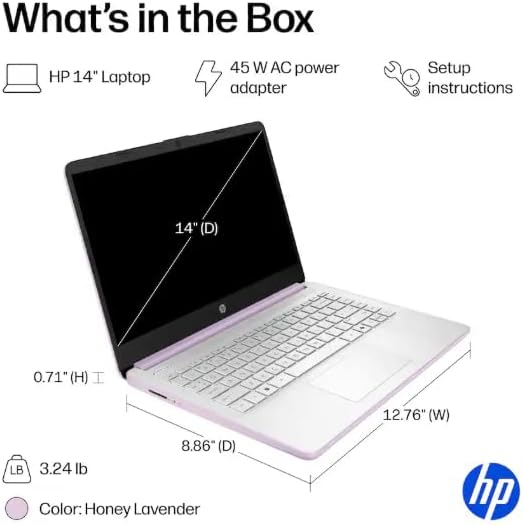 HP 14" Business Laptop Computer with 1-Year Office 365, Intel Quad-Core N150 Processor, 4GB RAM 384GB Storage (128GB UFS+256GB SD Card), Windows 11 Home, PLUSERA Earphones, Honey Lavender - Image 5