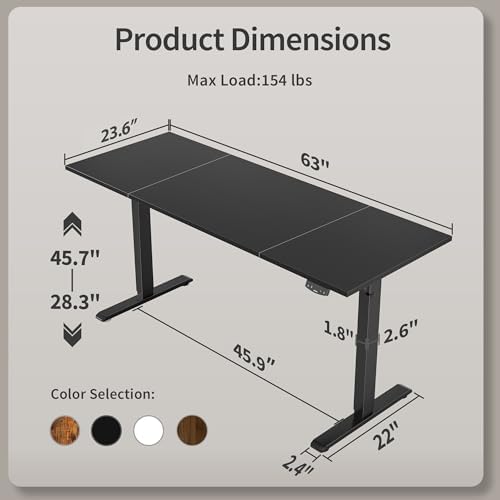Agilestic 63 * 24 Inch Height Adjustable Electric Standing Desk, Black - Image 3