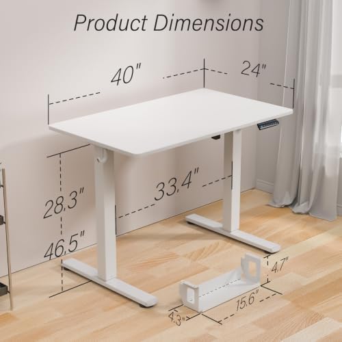 Kingant Standing Desk, 40x24 Inch Electric Height Adjustable Computer Desk - Image 3