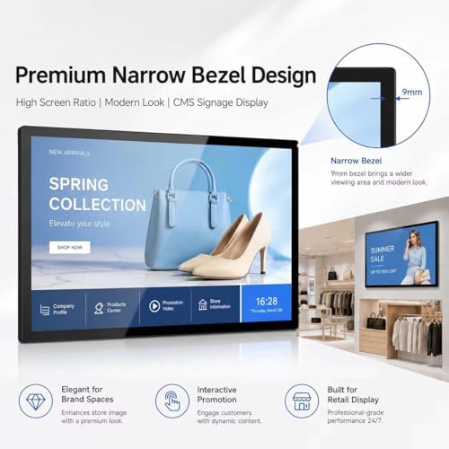 21.5 Inch Android Digital Signage Display, RK3576 Octa-Core, Android 14 Touch Screen Tablet, 4GB RAM 64GB ROM, FHD IPS 10-Point Touchscreen, WiFi 6, Bluetooth 5.4, VESA Wall Mount, POE (White) - Image 4