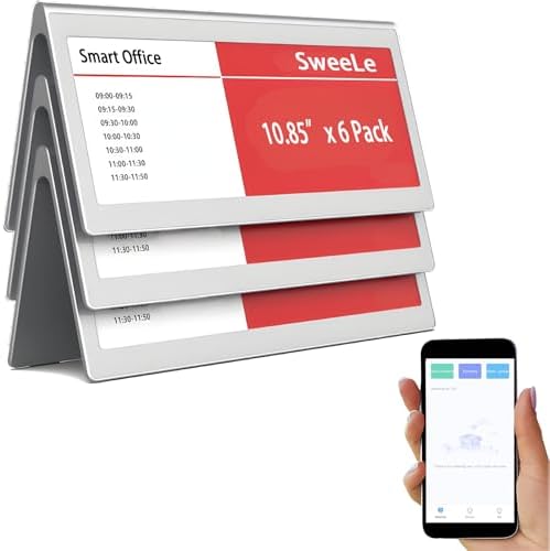 Editable Table Name Tent Digital Blank Place Name Card with Dual 10.85" ePaper Screen, Single Charge for Half A Year, -6 pack- by EPD-ElectronicPaperDisplay