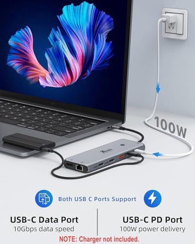 13-in-1 Laptop Docking Station Dual Monitor 4K, 2 HDMI USB C Hub LIONWEI - Image 5
