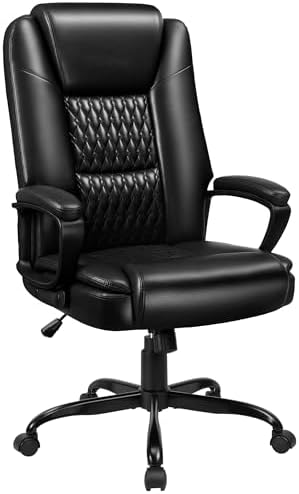 Executive Office Chair, High Back Ergonomic Desk Chair with Lumbar Support, Adjustable Big and Tall Computer Chair, 360° Swivel, PU Leather, Black by HomeOfficePro
