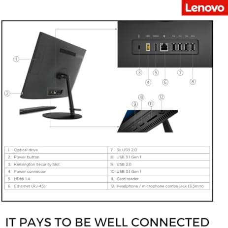 Lenovo V130 All-in-One Business Desktop, 19.5” HD+ Display, Intel Celeron J4025, 16GB RAM, 512GB PCIe SSD, DVD-RW, Wi-Fi, Webcam, HDMI, Wired Keyboard & Mouse, Windows 11 Pro - Image 4