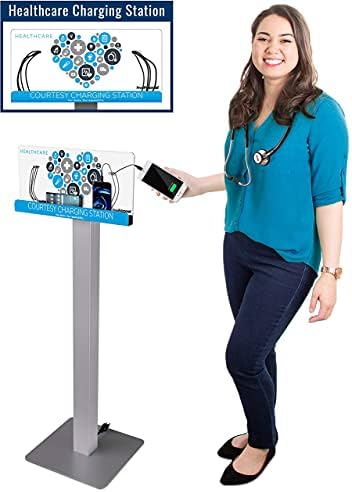 KwikBoost® Phone Charging Station Floor Stand, Healthcare Charging Kiosk with Lightning and USB-C Cables for Waiting Rooms Clinics Offices - Image 3