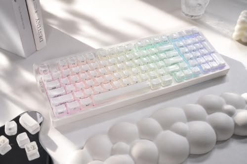 ZORNHER ZH980 Wireless Mechanical Keyboard,95% White Creamy Keyboard with Number Pad,Full Size Gaming Keyboard,Cute Jelly Glossy Cat-Ear Keycaps,Girly Aesthetics Kitty Keyboard,Creamy Switches - Image 3