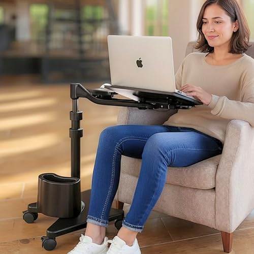 LEVO G2 Deluxe Rolling Laptop Stand, Height-Adjustable Desk with Mouse Tray - Image 2