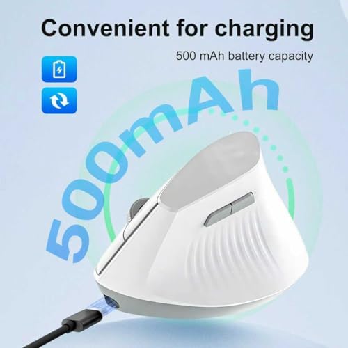 Ergonomic Mouse, Wireless Bluetooth Vertical Mouse, Rechargeable, USBC & Bluetooth 5.0/3.0 & 2.4G Connect, Easy to use, Cordless, Quiet Clicks, 6 Buttons for Laptop, Desktop, PC, Mac, Computer - Image 4