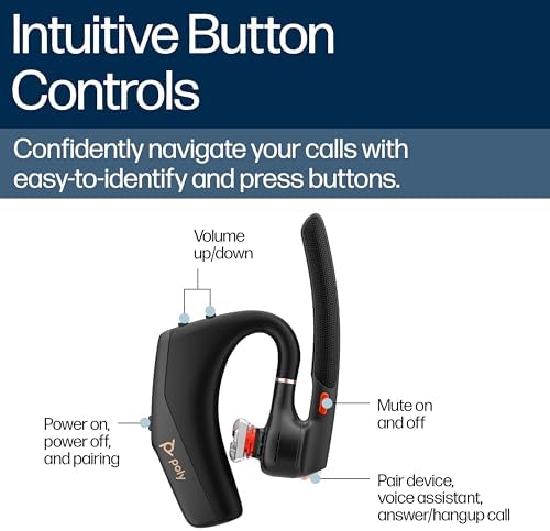 Poly Voyager Legend 50 UC Bluetooth Headset with Charging Case - 4 Noise-Canceling Mics, AI NoiseBlockAI & WindSmart Tech - Bluetooth Headphones with Mic, Smart Call Controls, All-Day Comfort - Image 6