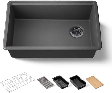 Kohler 33712-PC-CM7 Billings® 29" undermount single-bowl workstation kitchen sink, Matte Graphite - Image 2