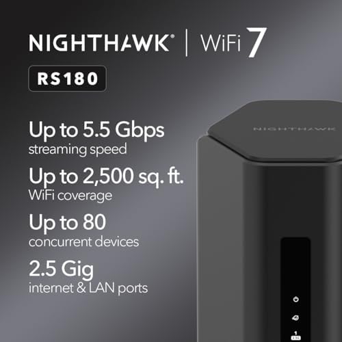 NETGEAR Nighthawk WiFi 7 Router RS180, Up to 2,500 sq ft, 5.5 Gbps - Image 2
