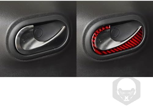 Real Soft Red Carbon Fiber Car Inner Door Handle Switch Panel Decorative Strip Cover Sticker Auto Interior Decoration Accessories Compatible with Benz Smart 2016 2017 2018 2019 2020 2021 - Image 4