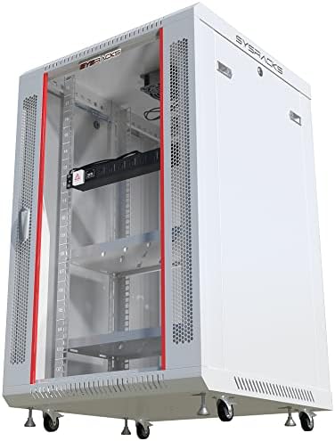 Sysracks 18U Gray Wall Rack Mount Server 18" Deep Network Cabinet, Server Rack with Fan, Removable Side Panels, Locking Glass Door 19" Computer Cabinet Enclosure Network Rack Case 18.450 - Image 2