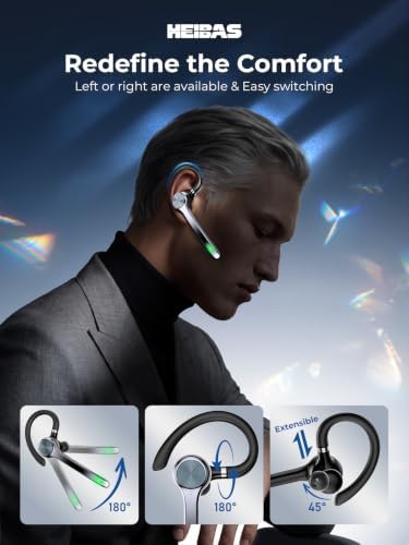 HEIBAS Bluetooth Headset, Wireless Earpiece with Mic for Work - Image 3