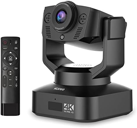 NexiGo N990 4K PTZ Zoomable Webcam, Video Conference Camera System with 5X Digital Zoom, Sony Starvis Sensor, Position Preset, Dual Stereo Mics, Audio Jacks for External Mics (Renewed) by Amazon+Renewed