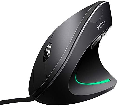 Wired Vertical Mouse, Optical Ergonomic Mouse with 4 Adjustable 800/1200/2000/3200, 5 Buttons USB Computer Mouse, Better for Large and Medium Sized Hands by shoplease
