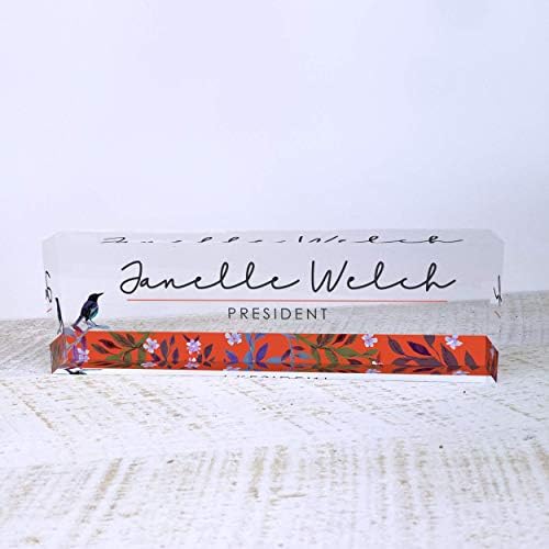 ARTBLOX Personalized Acrylic Desk Name Plate, Bird Singing Design - Image 2