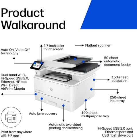 HP Laserjet Pro MFP 4101fdw Wireless Black & White All-in-One Laser Printer, Scanner, Copier, Fax, Best-for-Office (2Z619F) - Image 3