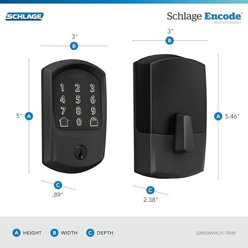 Schlage Encode Smart WiFi Deadbolt Lock with Greenwich Trim, Matte Black - Image 3